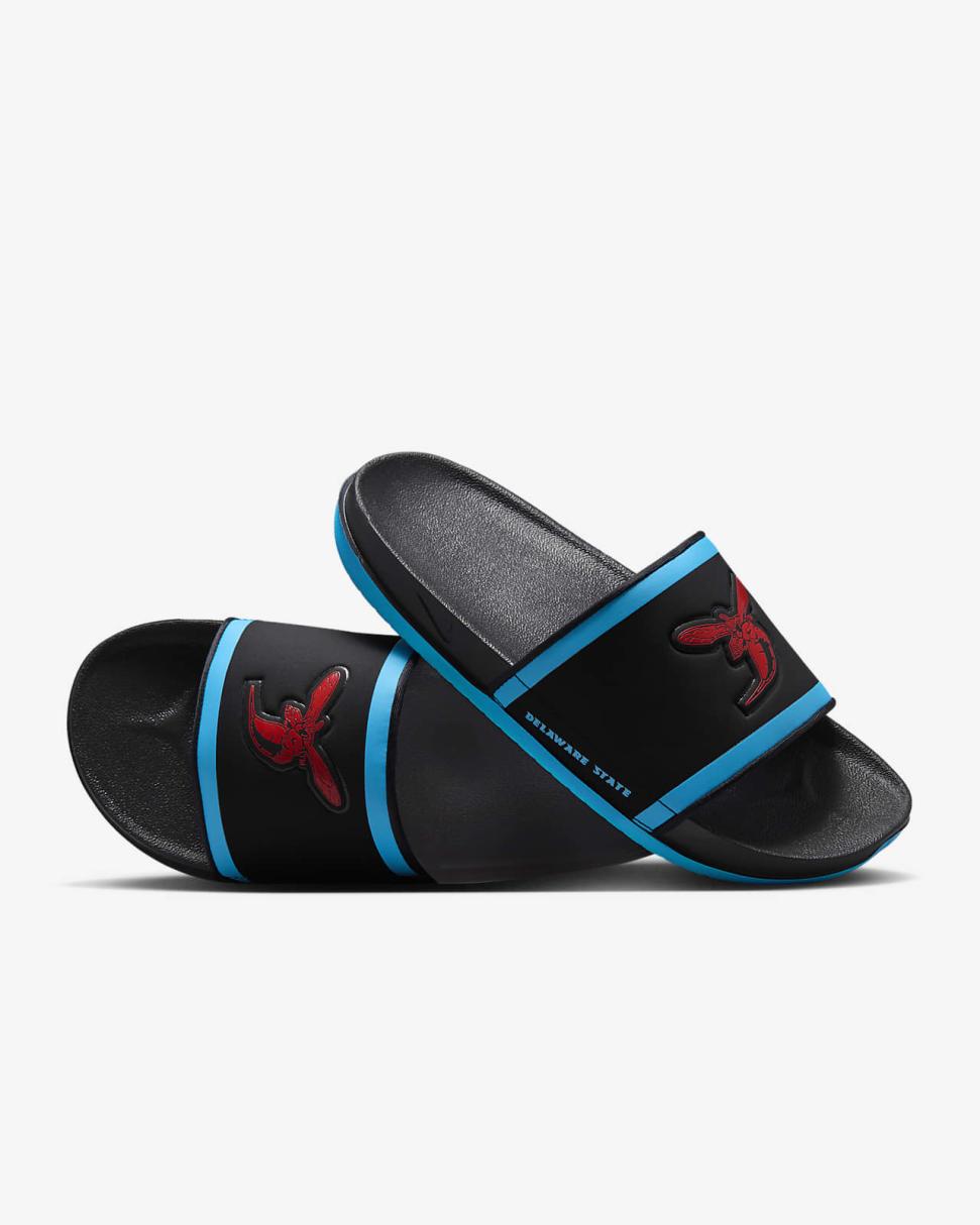 Delaware State Black/Blue Glow/Pimento | Mens Nike Slides