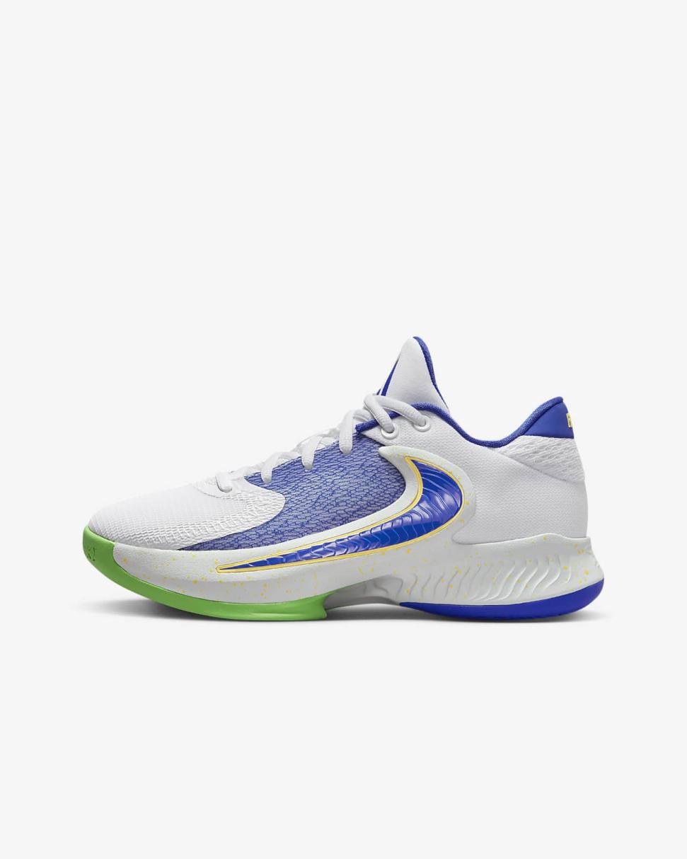 Freak 4 White/Summit White/Citron Pulse/Hyper Royal | Kids Nike Basketball
