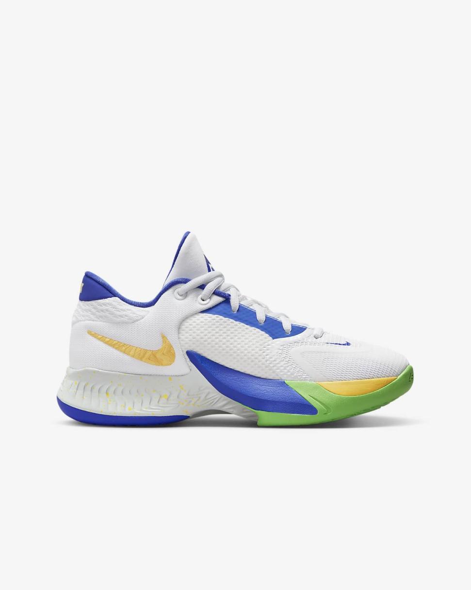 Freak 4 White/Summit White/Citron Pulse/Hyper Royal | Kids Nike Basketball