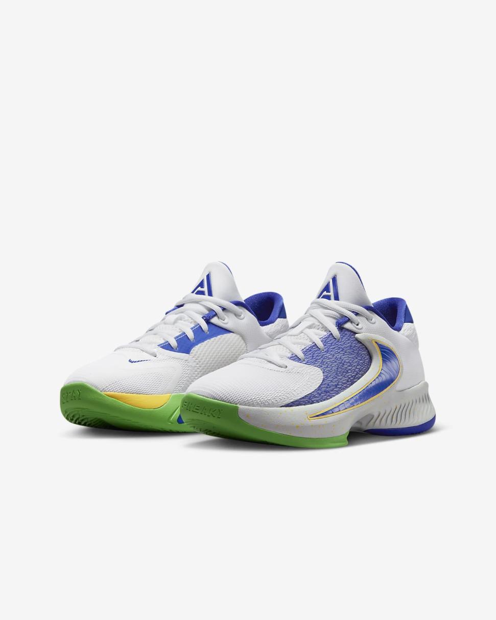 Freak 4 White/Summit White/Citron Pulse/Hyper Royal | Kids Nike Basketball