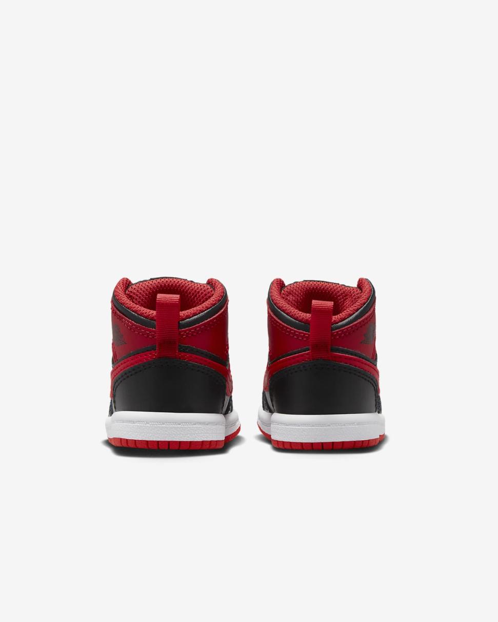 Jordan 1 Mid Black/White/Fire Red | Kids Nike First Day Kicks