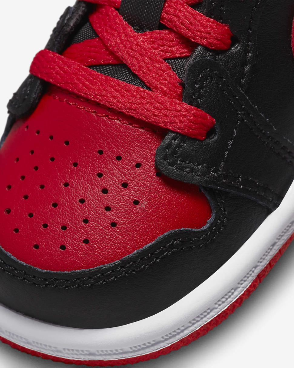 Jordan 1 Mid Black/White/Fire Red | Kids Nike First Day Kicks