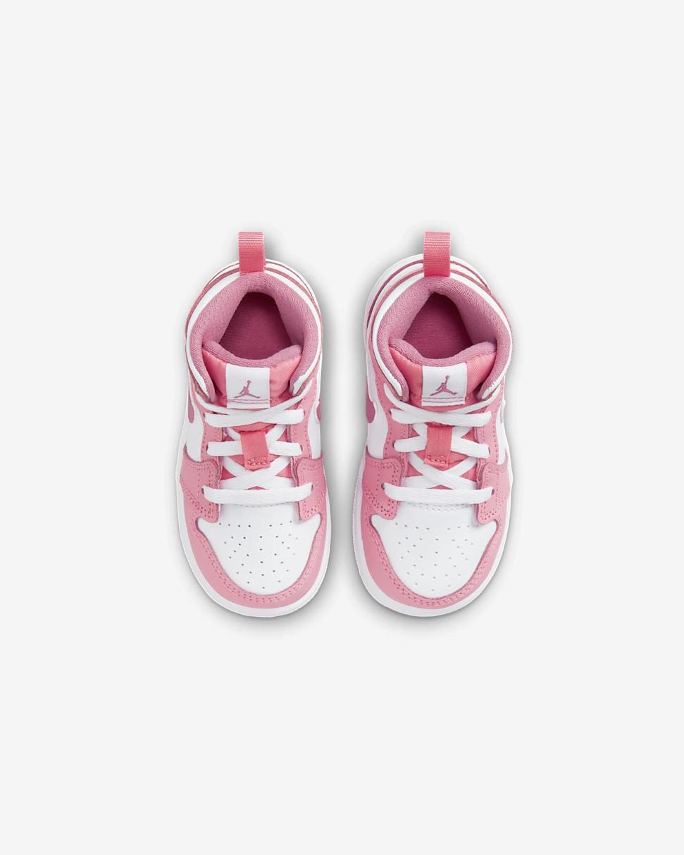 Jordan 1 Mid Coral Chalk/White/Desert Berry | Kids Nike First Day Kicks