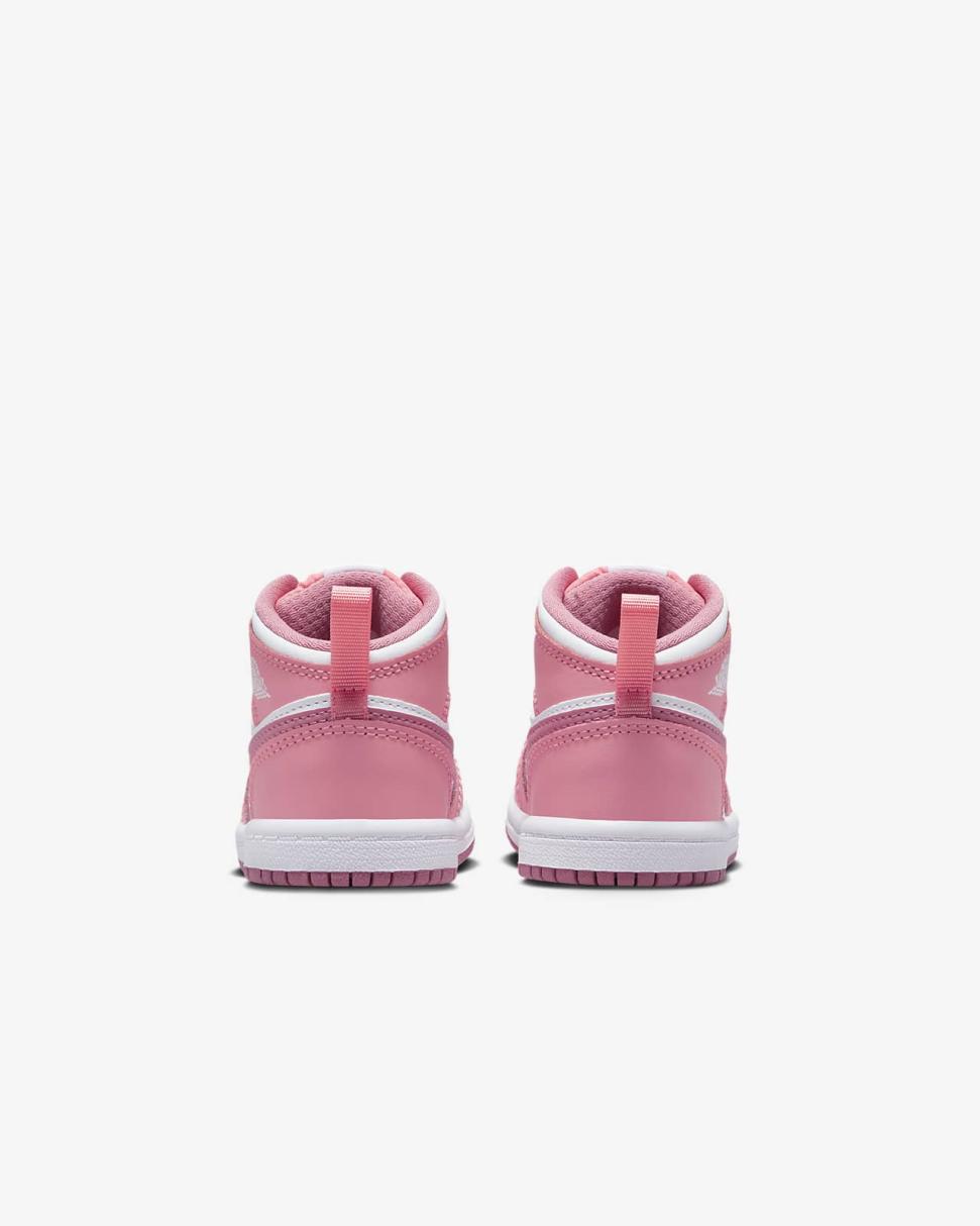 Jordan 1 Mid Coral Chalk/White/Desert Berry | Kids Nike First Day Kicks