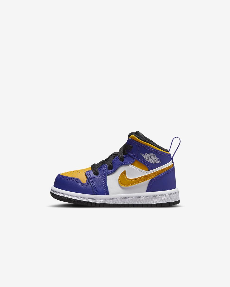 Jordan 1 Mid Dark Concord/White/Black/Taxi | Kids Nike First Day Kicks