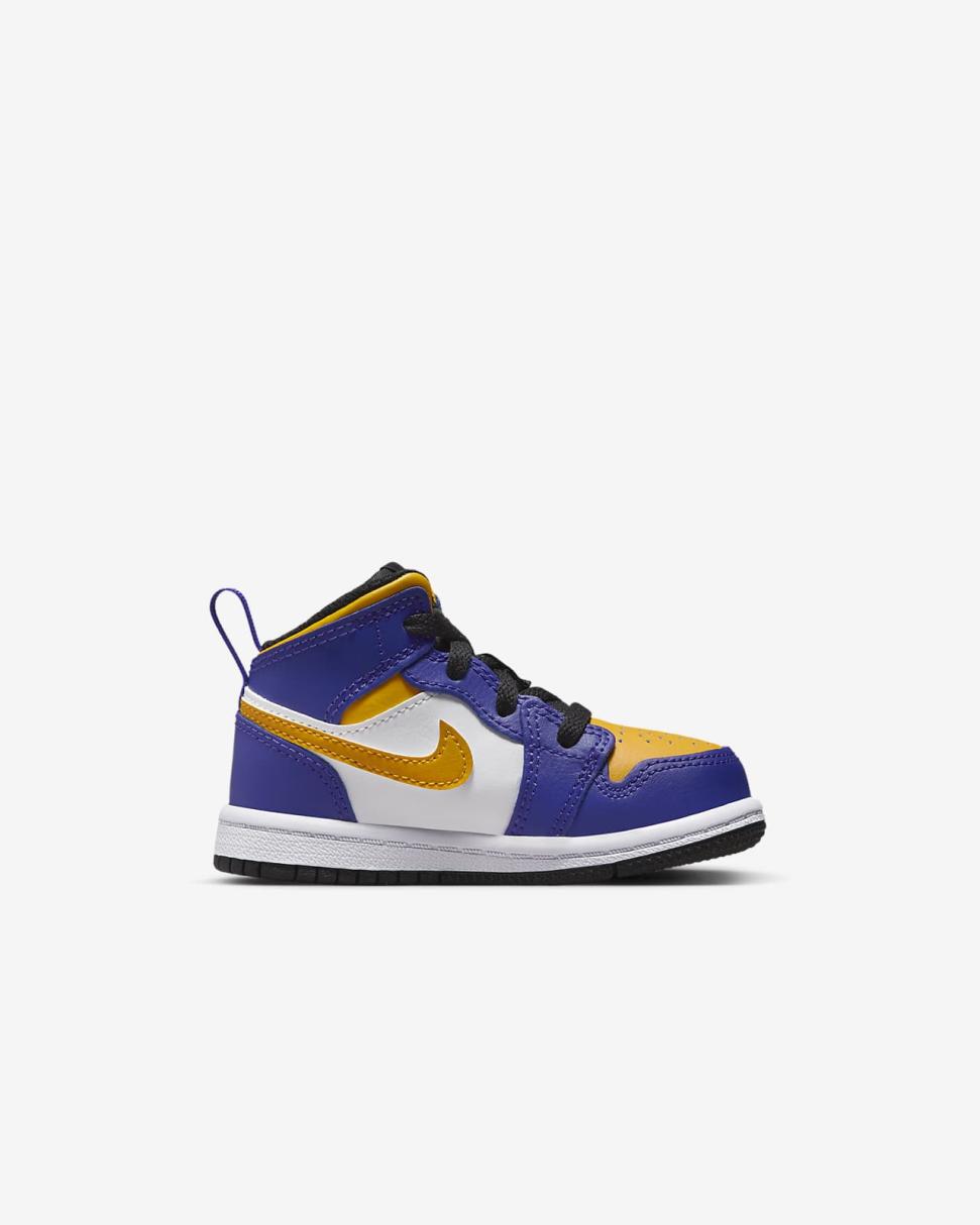 Jordan 1 Mid Dark Concord/White/Black/Taxi | Kids Nike First Day Kicks