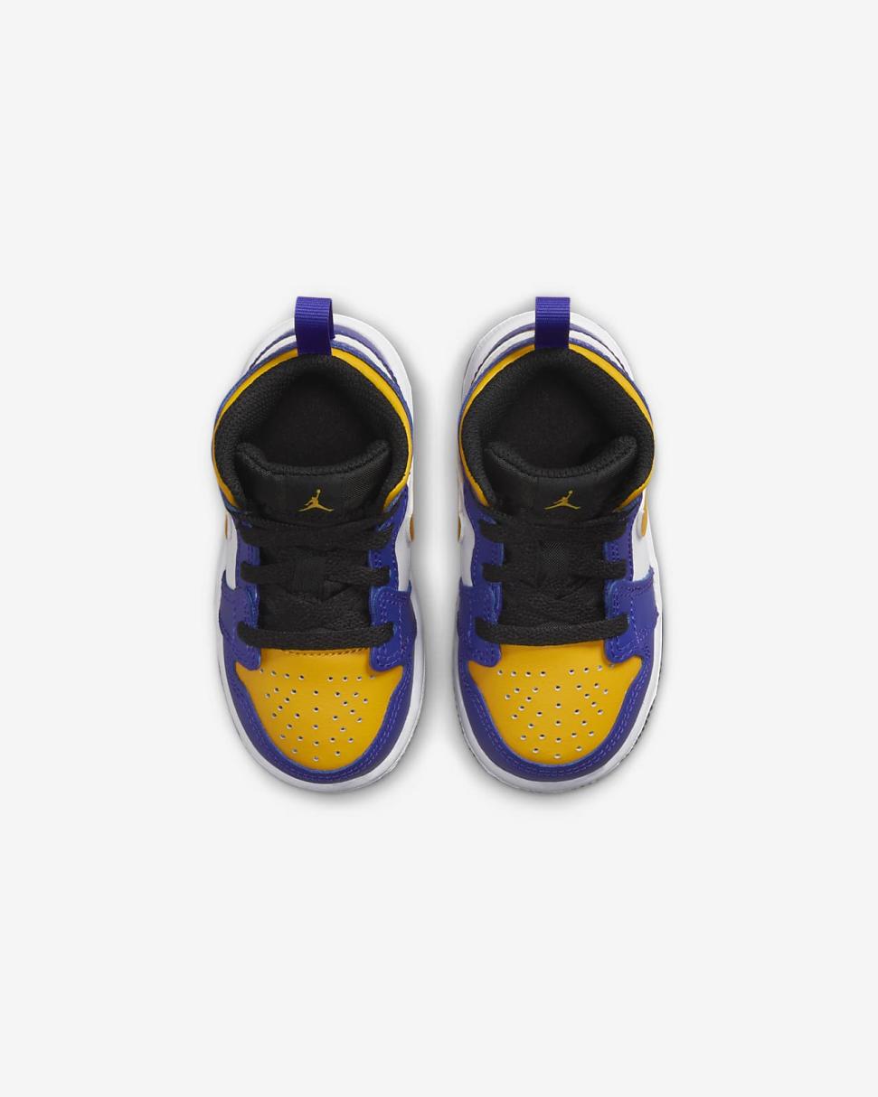 Jordan 1 Mid Dark Concord/White/Black/Taxi | Kids Nike First Day Kicks