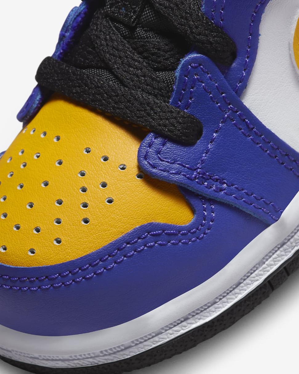 Jordan 1 Mid Dark Concord/White/Black/Taxi | Kids Nike First Day Kicks