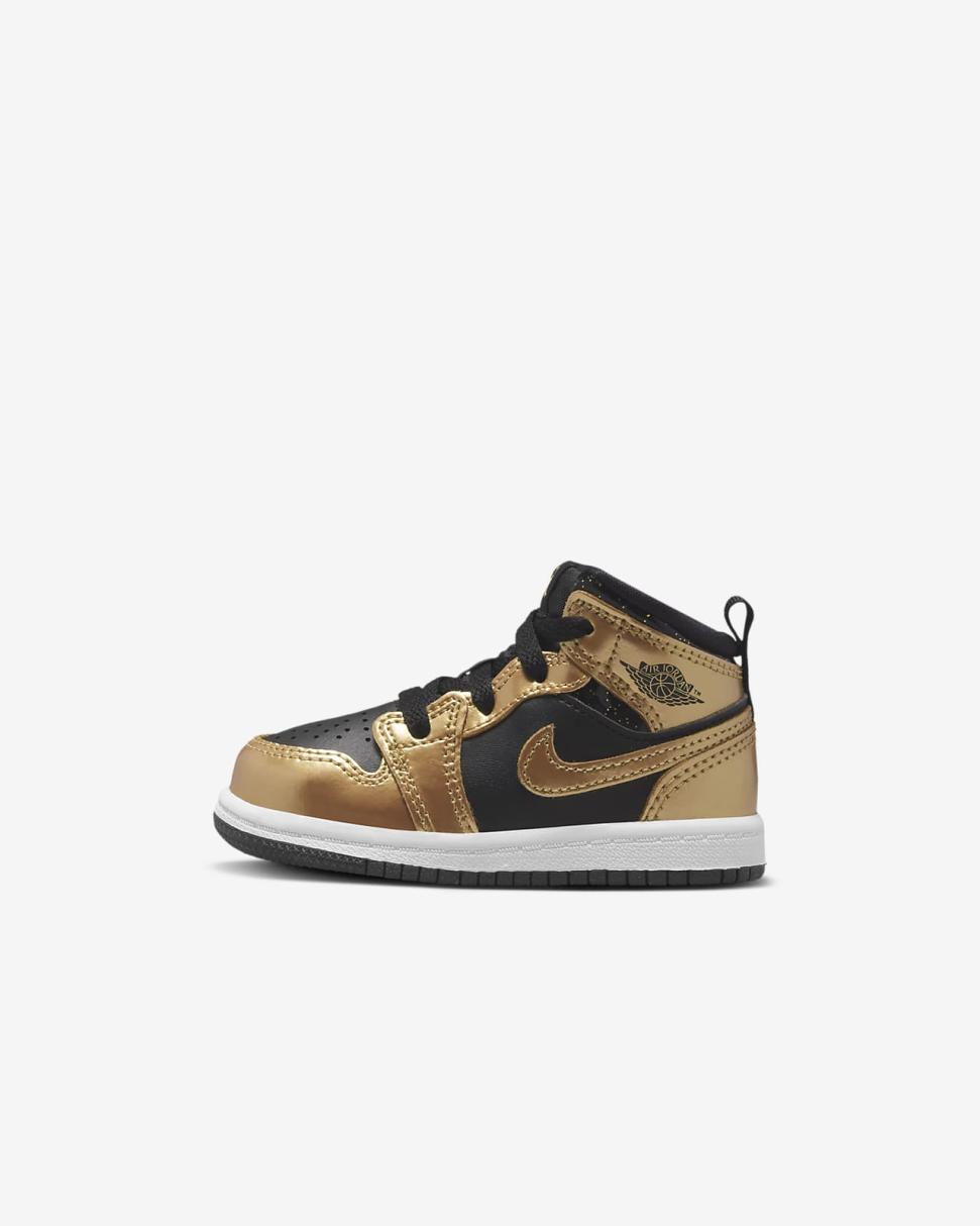 Jordan 1 Mid SE Black/White/Metallic Gold | Kids Nike Jordan