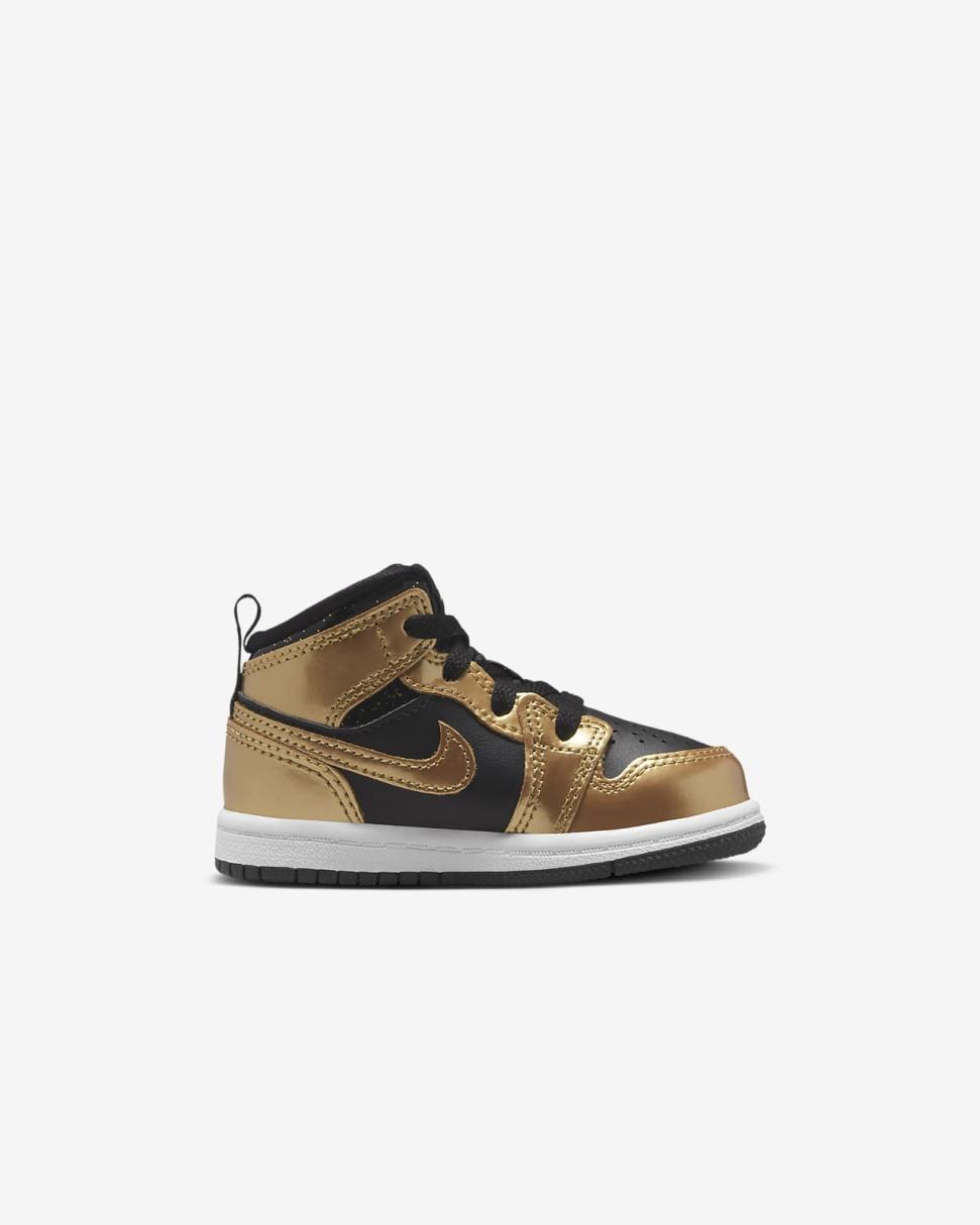 Jordan 1 Mid SE Black/White/Metallic Gold | Kids Nike Jordan