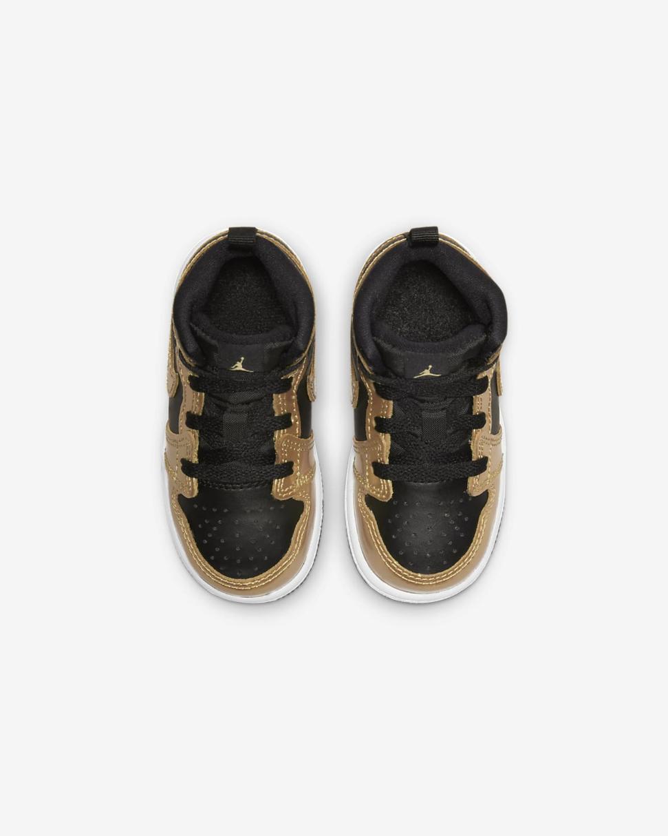 Jordan 1 Mid SE Black/White/Metallic Gold | Kids Nike Jordan