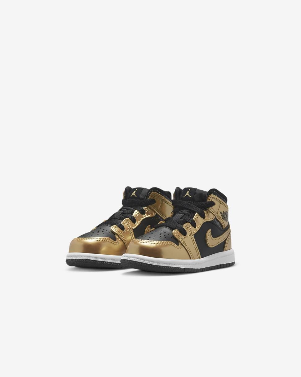 Jordan 1 Mid SE Black/White/Metallic Gold | Kids Nike Jordan