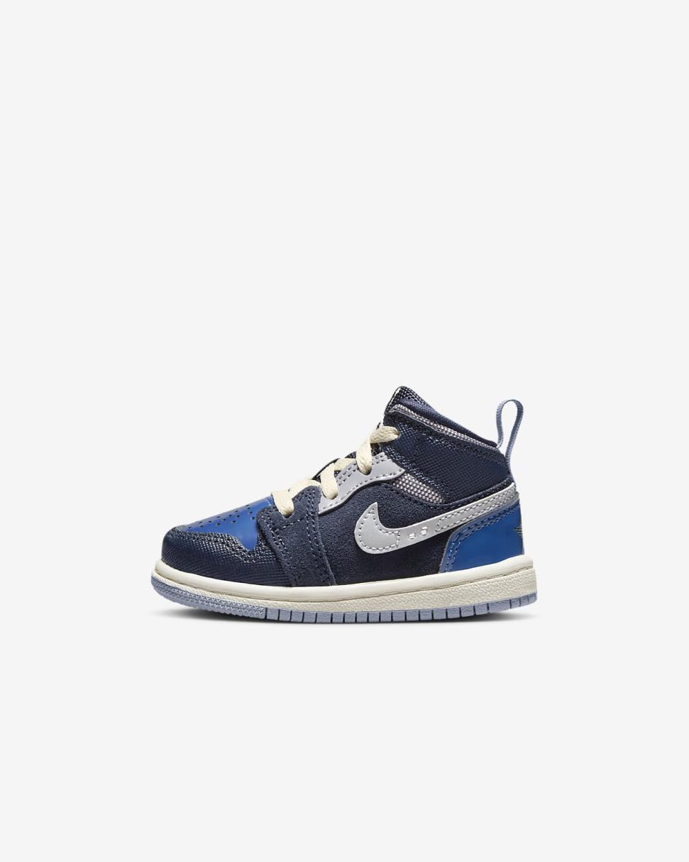 Jordan 1 Mid SE Craft Obsidian/French Blue/Ashen Slate/White | Kids Nike Jordan
