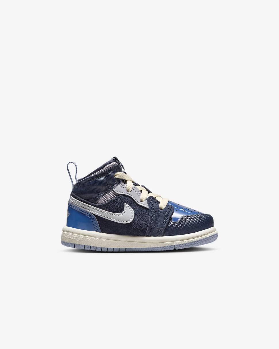 Jordan 1 Mid SE Craft Obsidian/French Blue/Ashen Slate/White | Kids Nike Jordan