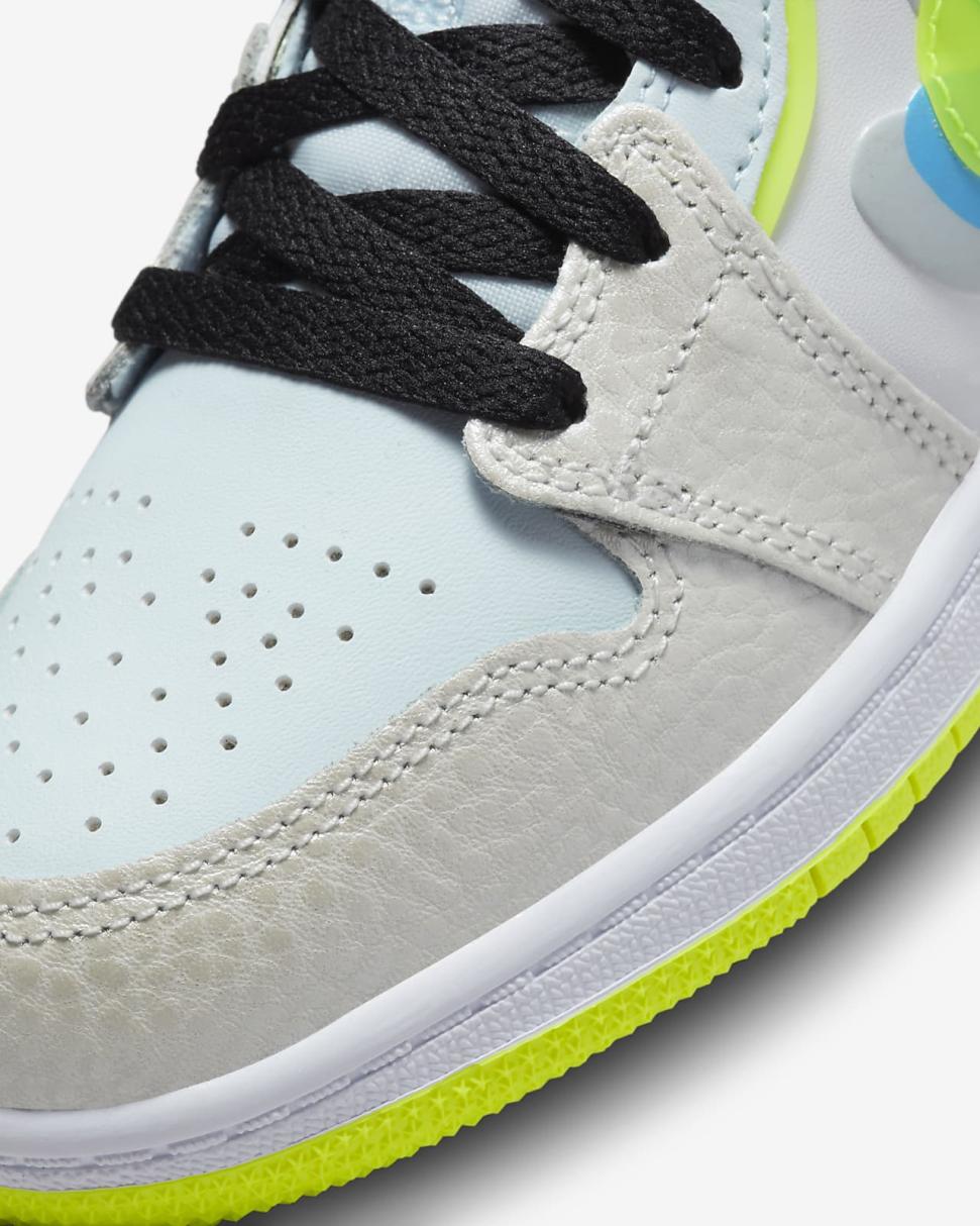 Jordan 1 Mid SE Platinum Tint/Blue Tint/University Blue/Volt | Kids Nike Jordan