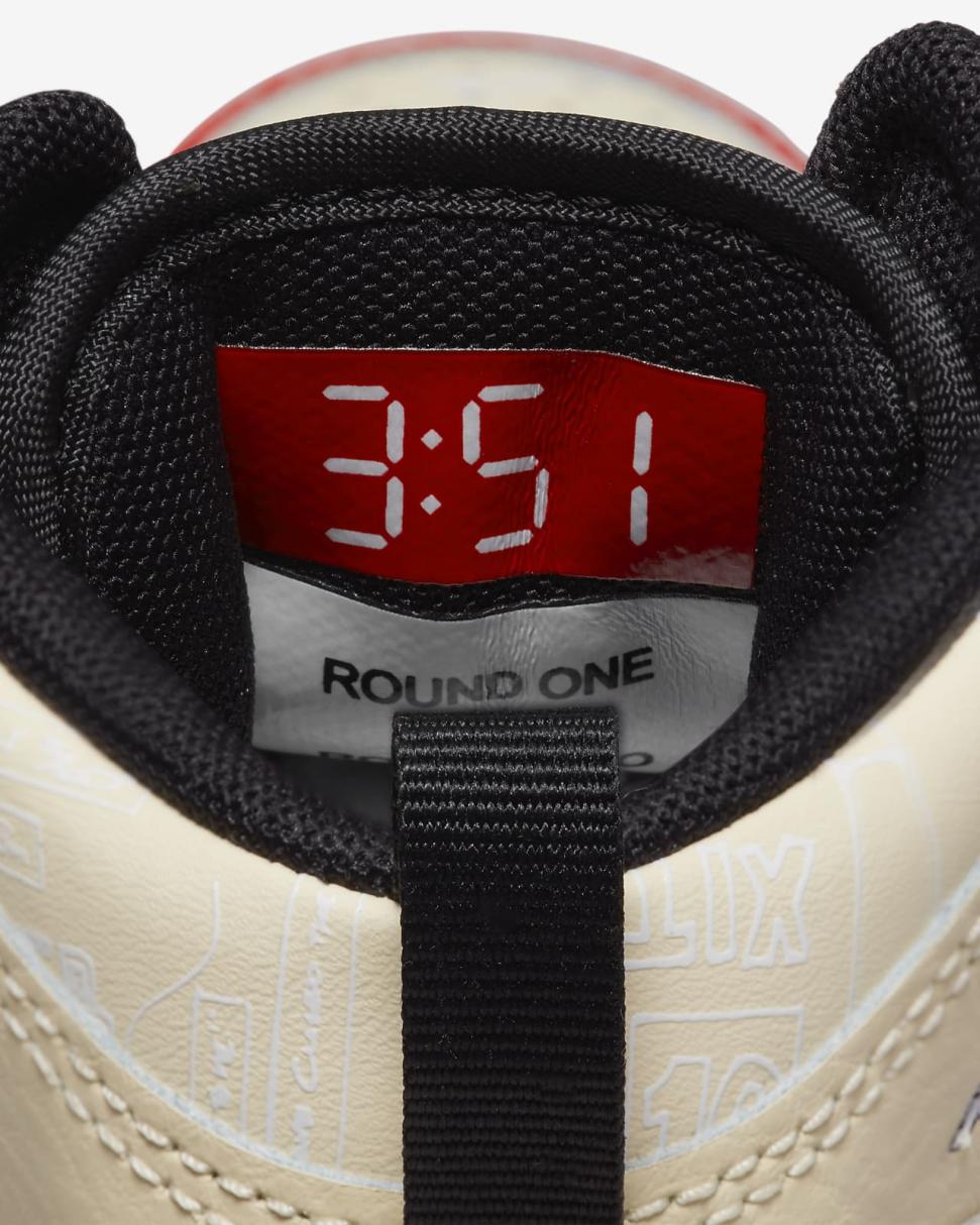 Jordan 1 Mid Sneaker School Muslin/Black/White/Chile Red | Kids Nike Jordan