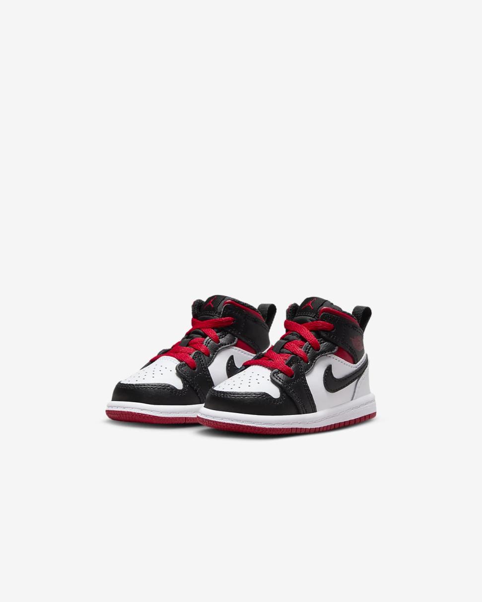 Jordan 1 Mid White/Black/Gym Red | Kids Nike Jordan
