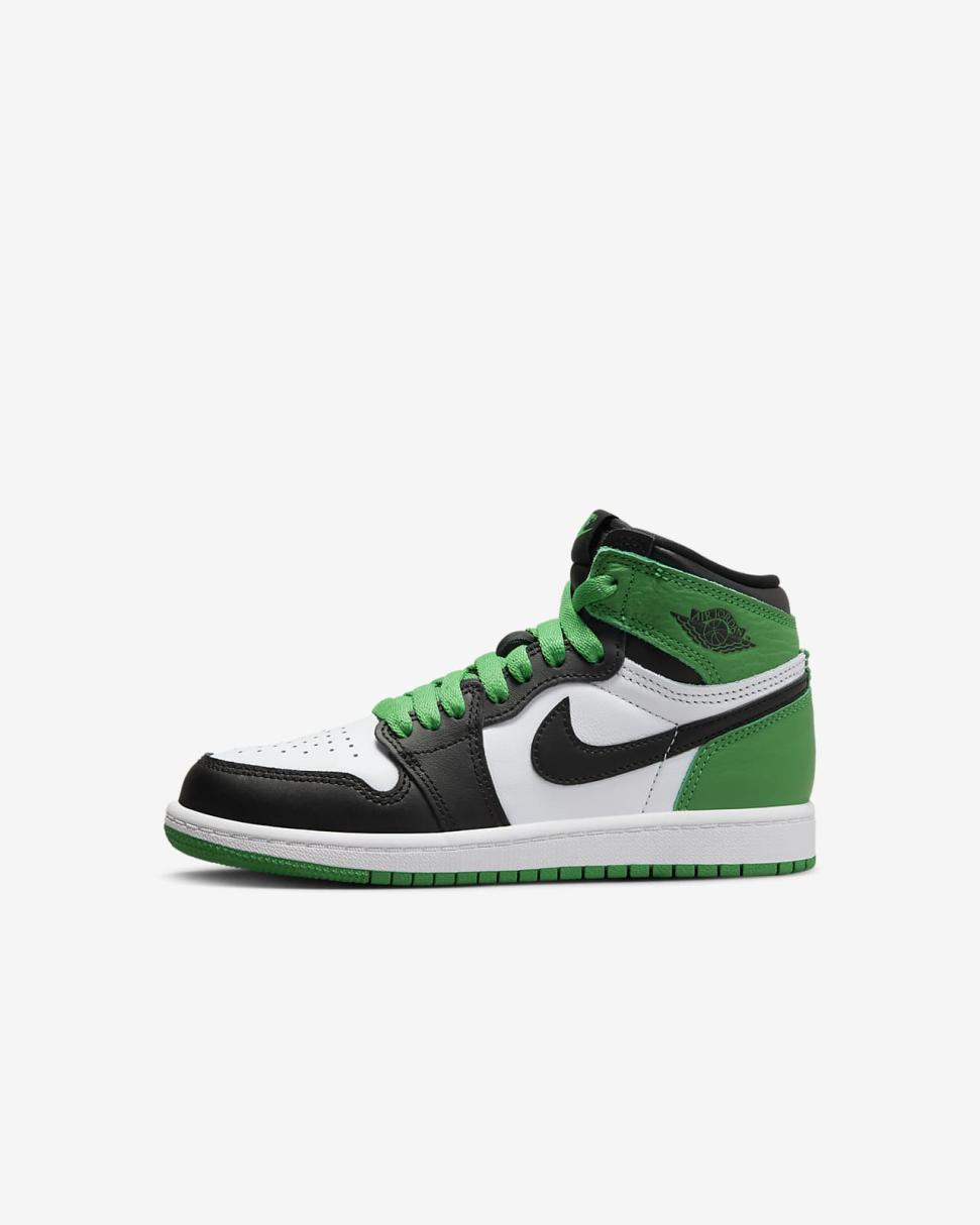 Jordan 1 Retro High OG Black/White/Lucky Green | Kids Nike Jordan