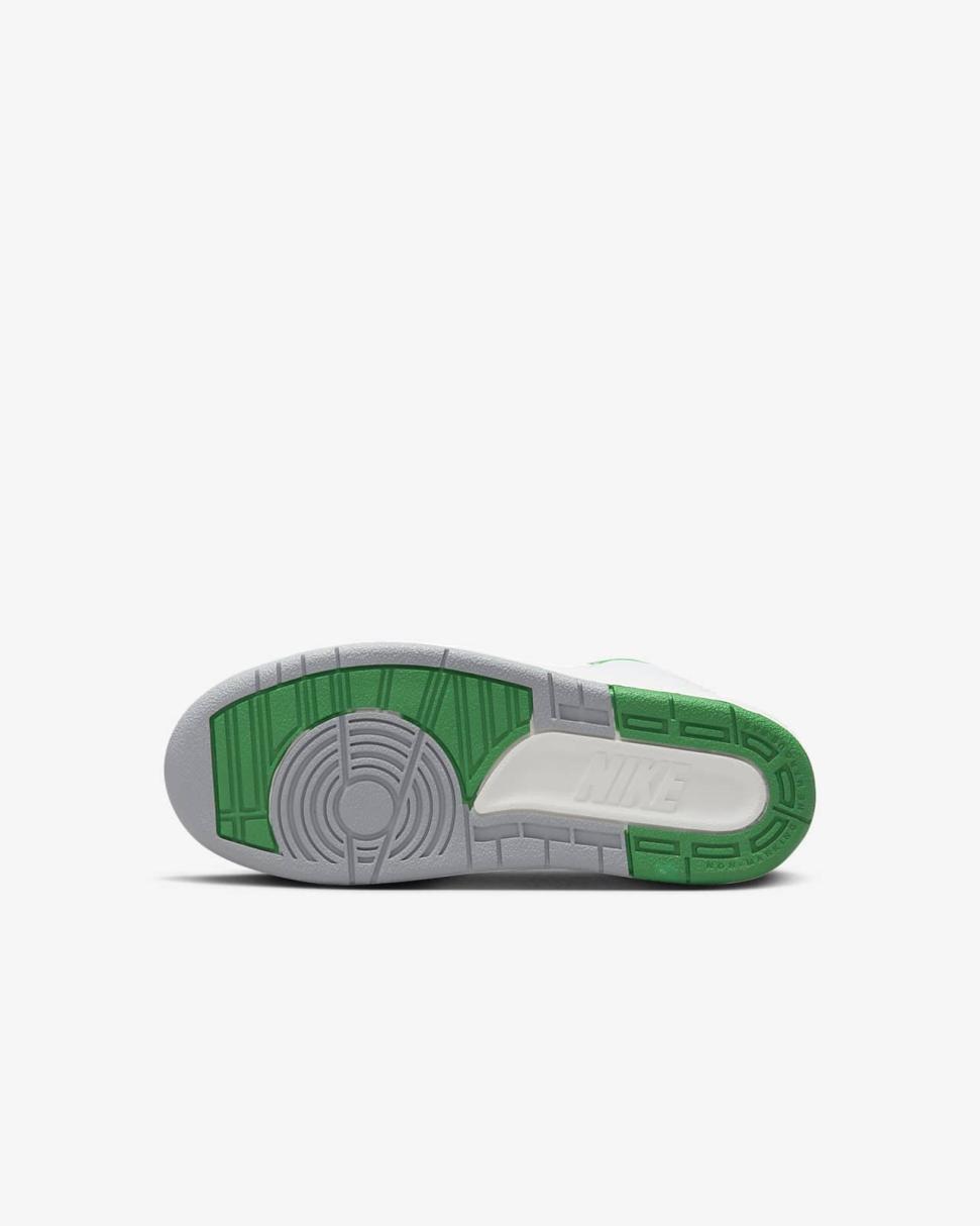 Jordan 2 Retro White/Sail/Light Steel Grey/Lucky Green | Kids Nike Jordan
