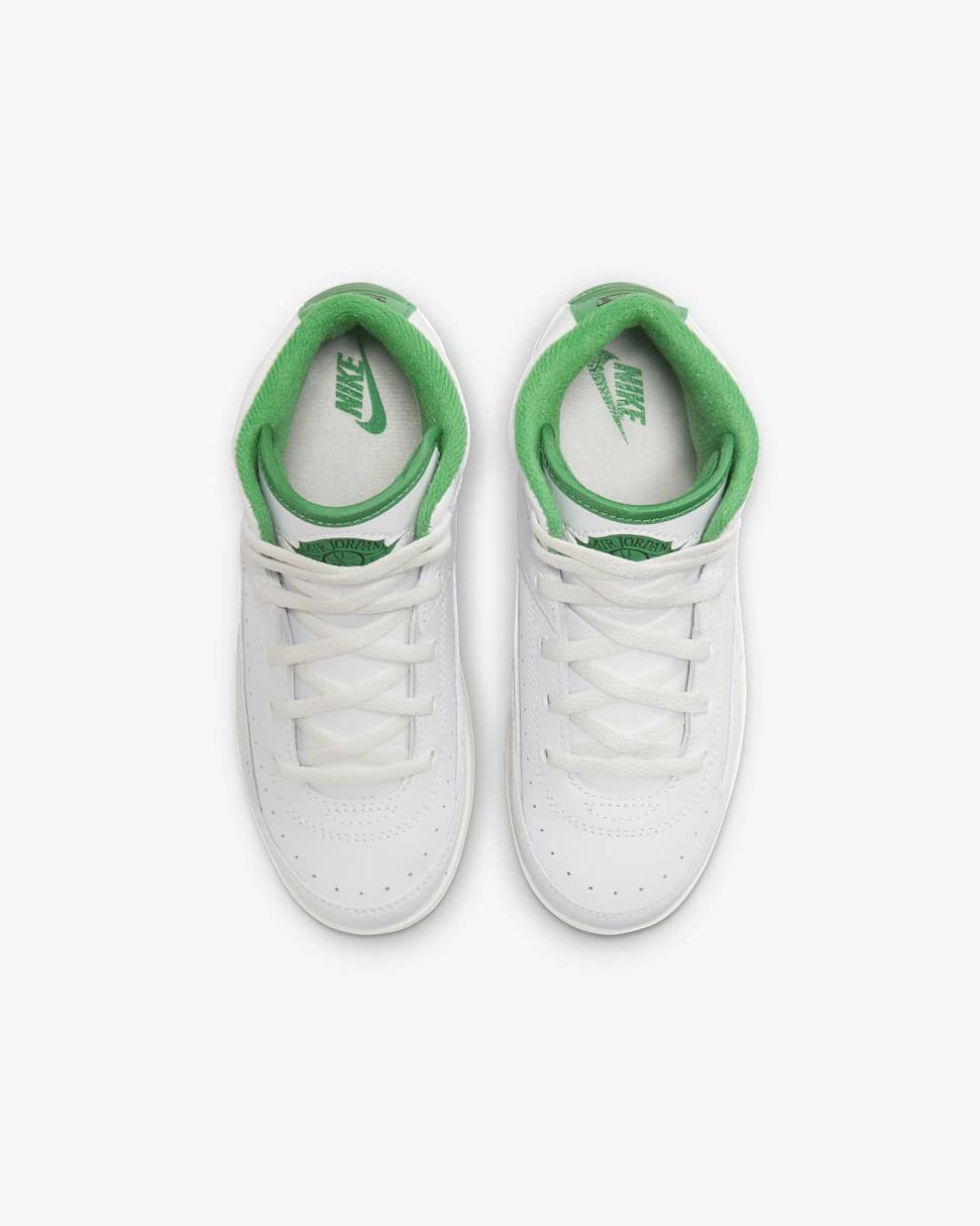 Jordan 2 Retro White/Sail/Light Steel Grey/Lucky Green | Kids Nike Jordan
