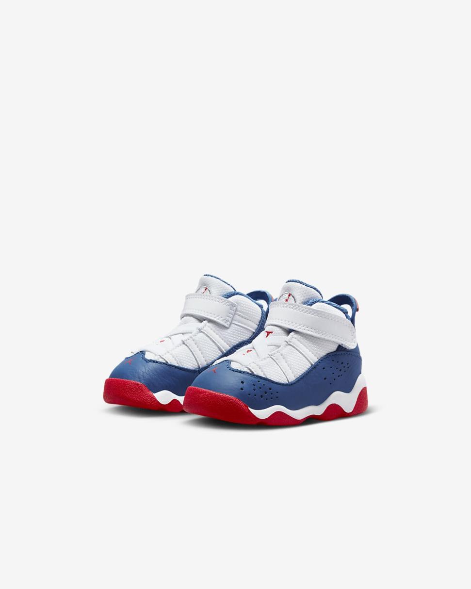 Jordan 6 Rings White/University Red/Light Steel Grey/True Blue | Kids Nike Jordan