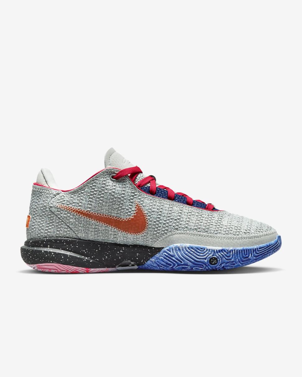 LeBron 20 Light Silver/Lemon Chiffon/Safety Orange/Hyper Royal | Mens/Womens Nike Basketball