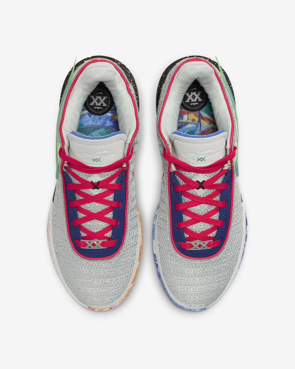 LeBron 20 Light Silver/Lemon Chiffon/Safety Orange/Hyper Royal | Mens/Womens Nike Basketball