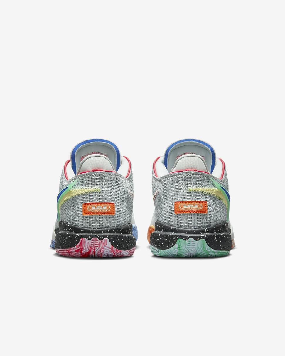 LeBron 20 Light Silver/Lemon Chiffon/Safety Orange/Hyper Royal | Mens/Womens Nike Basketball