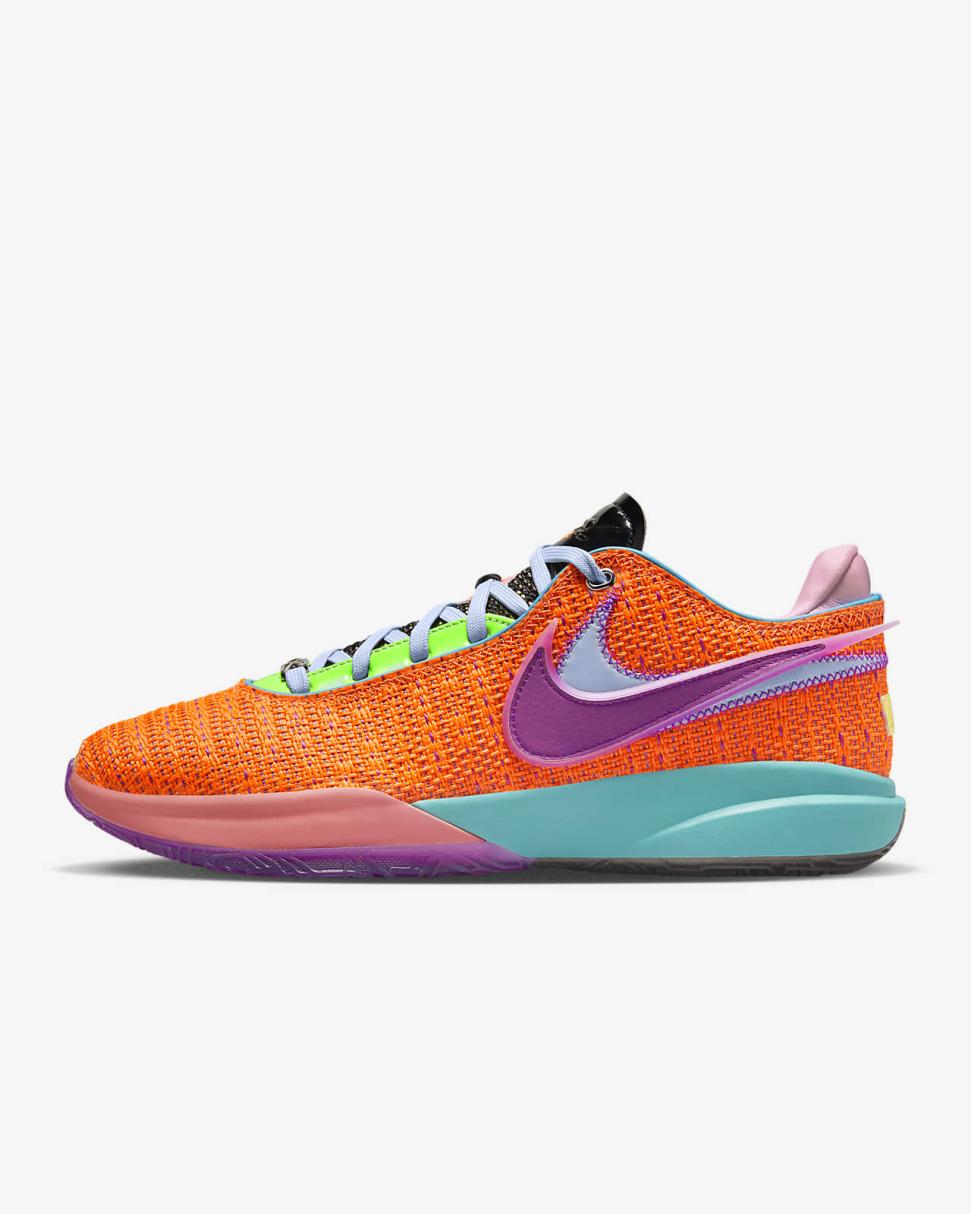 LeBron 20 Total Orange/Green Strike/Hot Punch/Vivid Purple | Mens/Womens Nike Basketball