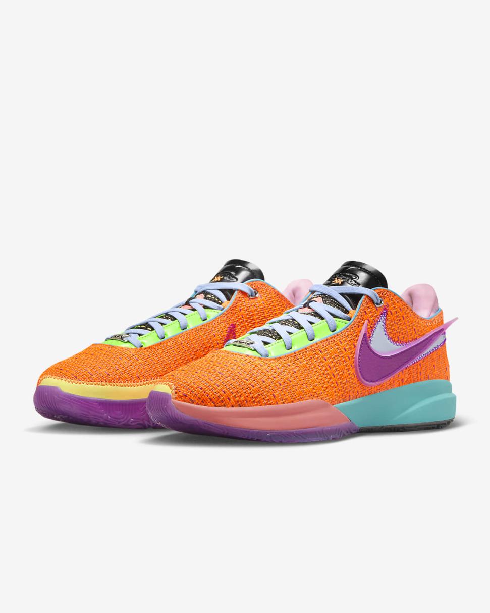 LeBron 20 Total Orange/Green Strike/Hot Punch/Vivid Purple | Mens/Womens Nike Basketball