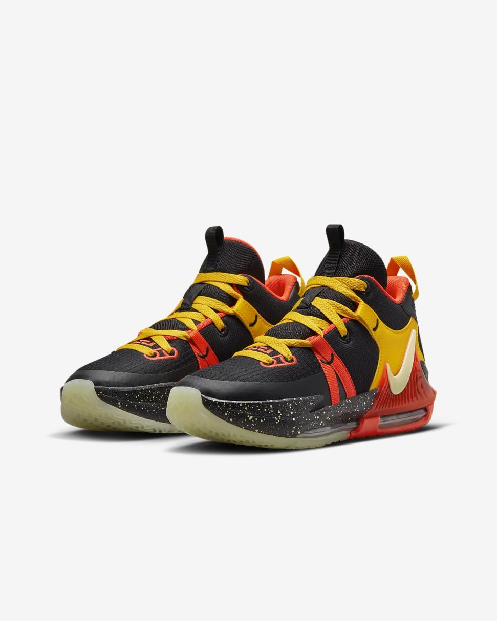 LeBron Witness 7 Black/Bright Crimson/University Gold/Barely Volt | Kids Nike First Day Kicks