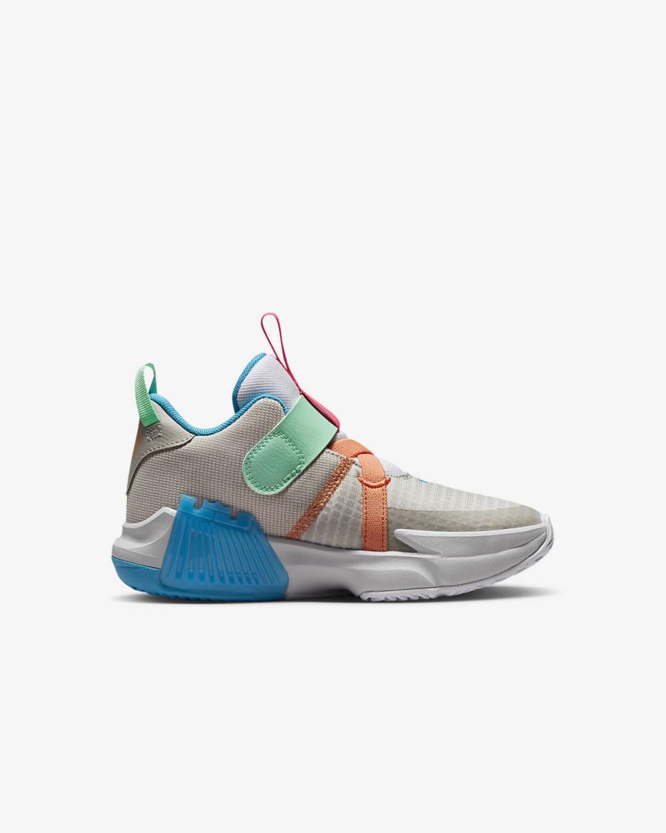 LeBron Witness 7 Grey Fog/Cobblestone/Laser Blue/Hyper Pink | Kids Nike Basketball