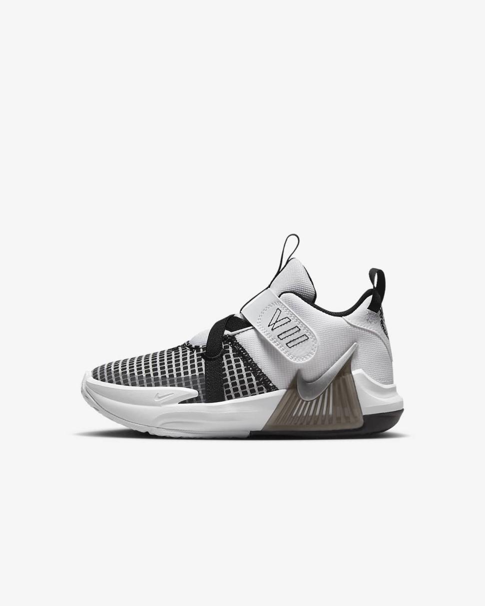 LeBron Witness 7 White/Black/Black/Metallic Silver | Kids Nike Basketball