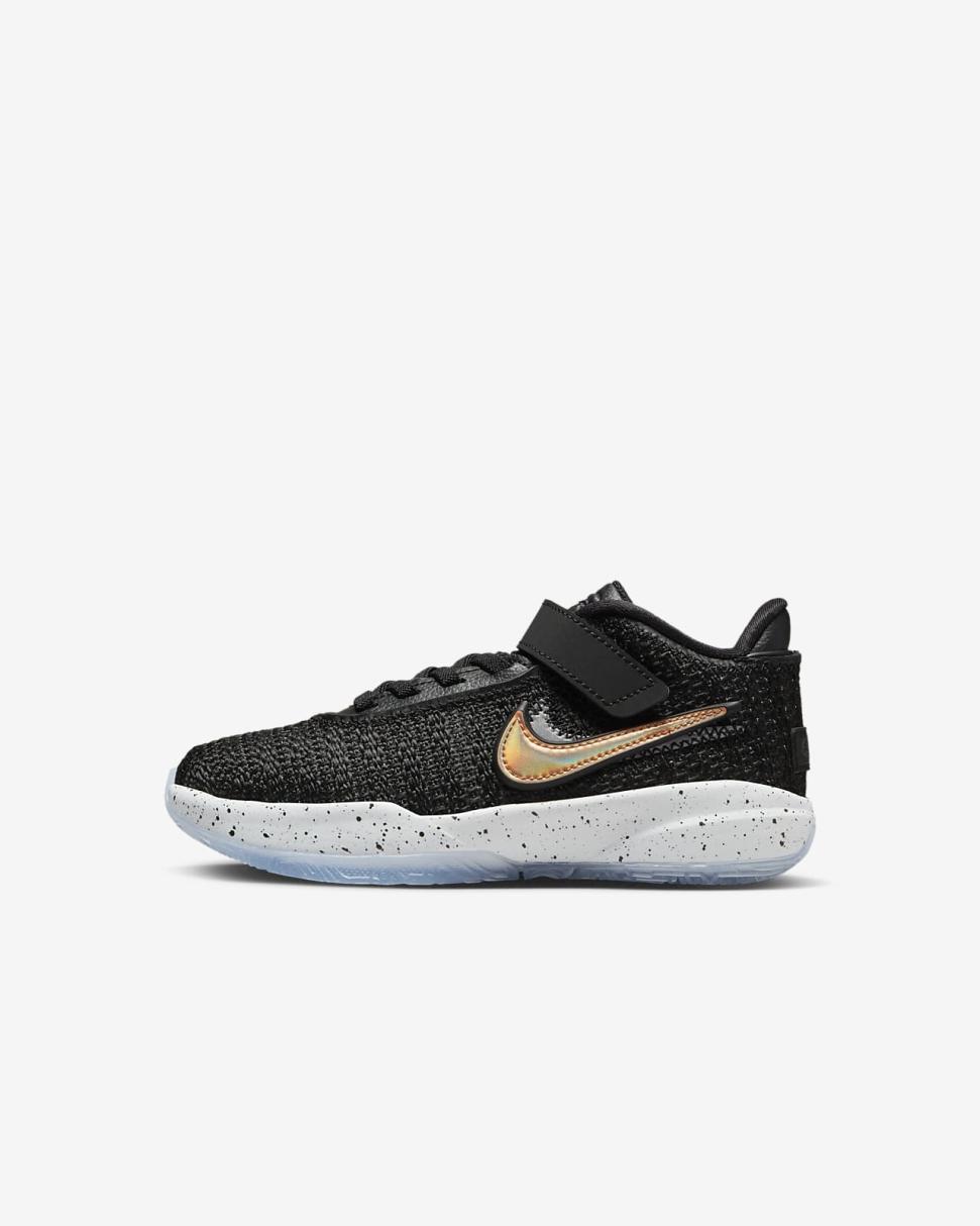 LeBron XX Black/White/Pure Platinum/Metallic Gold | Kids Nike Basketball