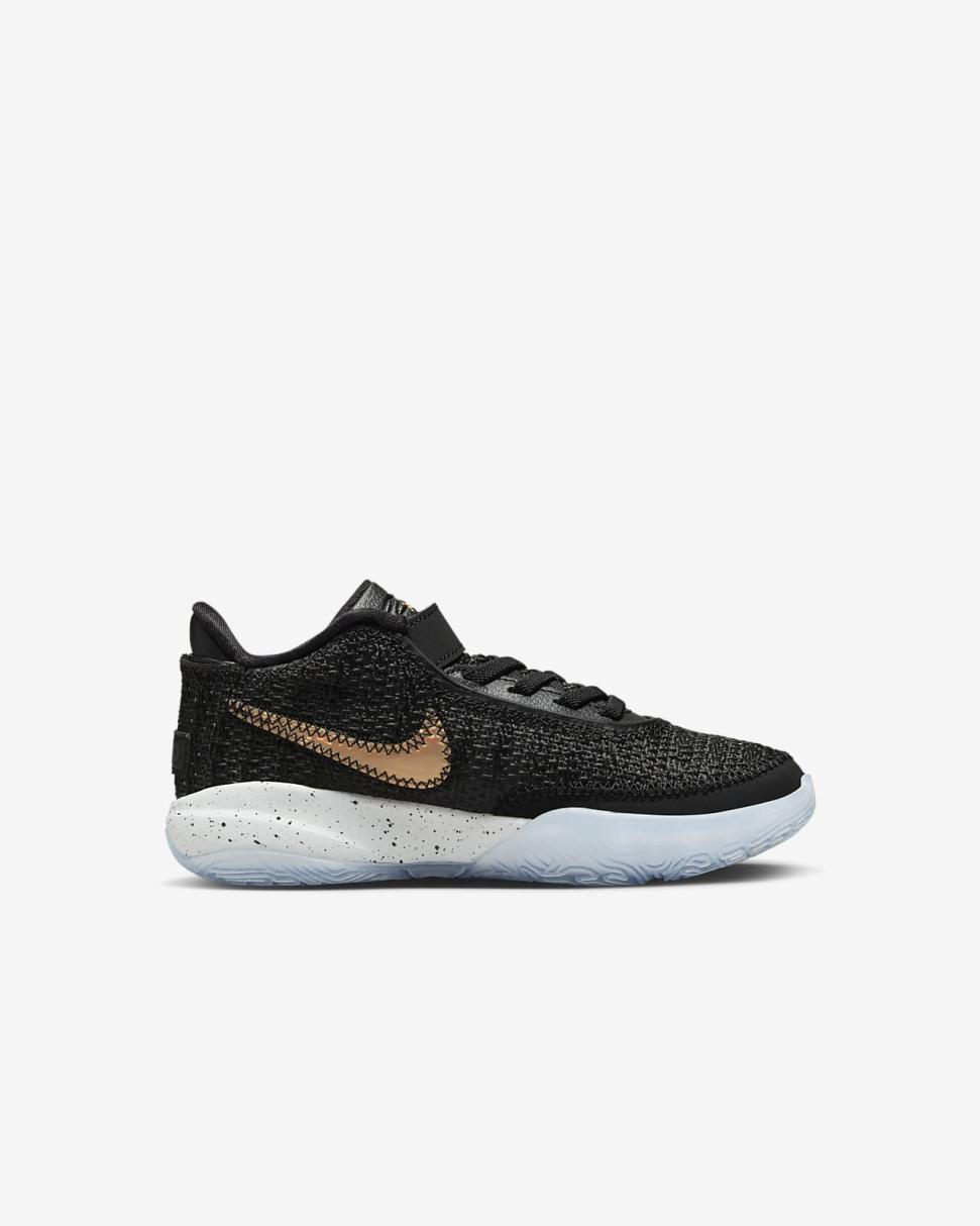 LeBron XX Black/White/Pure Platinum/Metallic Gold | Kids Nike Basketball