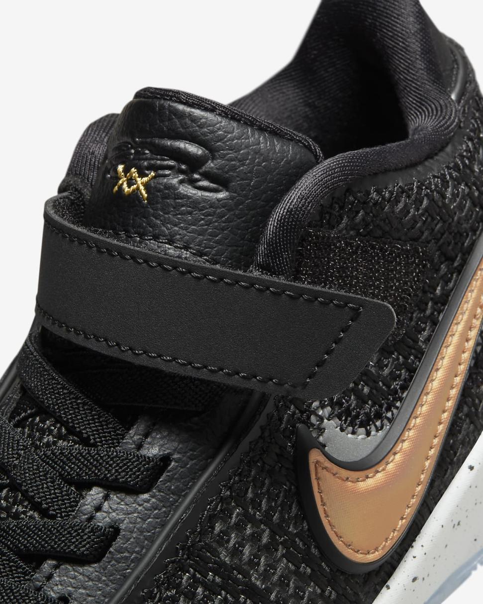 LeBron XX Black/White/Pure Platinum/Metallic Gold | Kids Nike Basketball