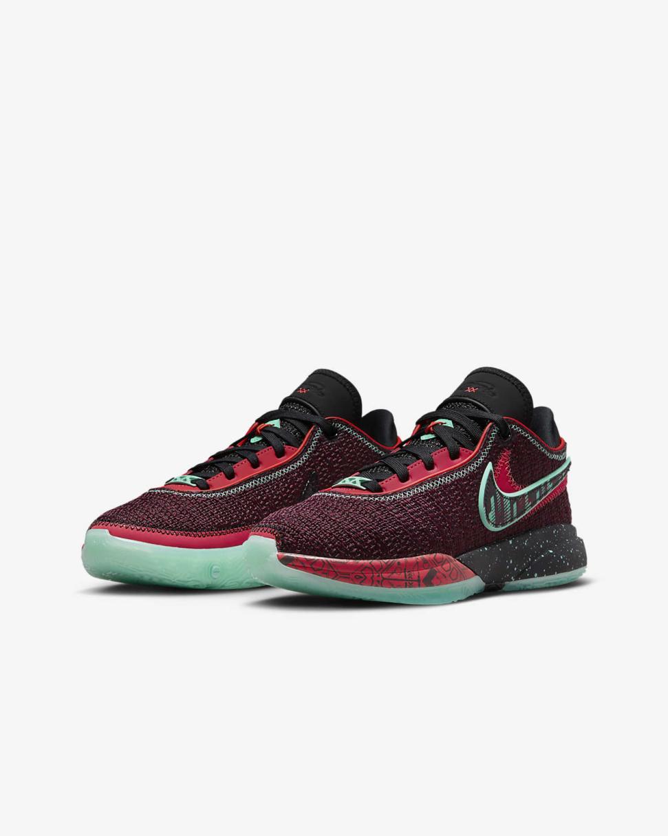 LeBron XX SE Night Maroon/Black/Emerald Rise/Multi-Color | Kids Nike Basketball