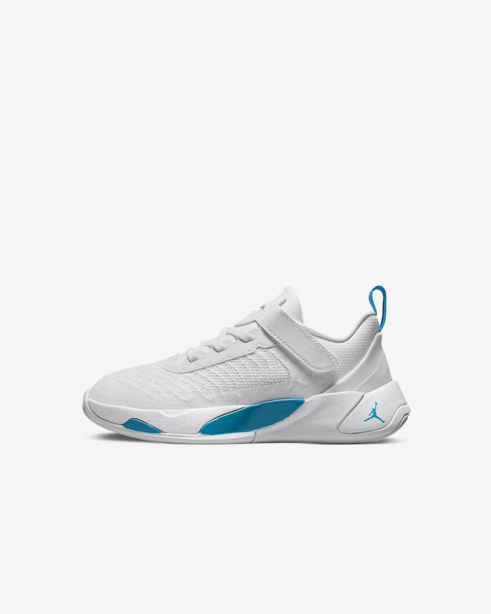 Luka 1 White/Neo Turquoise/Bright Crimson/Metallic Silver | Kids Nike Jordan