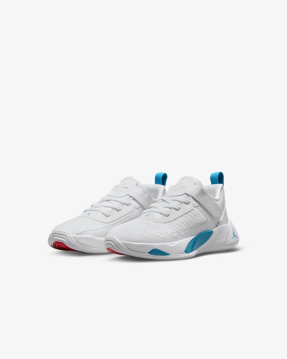 Luka 1 White/Neo Turquoise/Bright Crimson/Metallic Silver | Kids Nike Jordan
