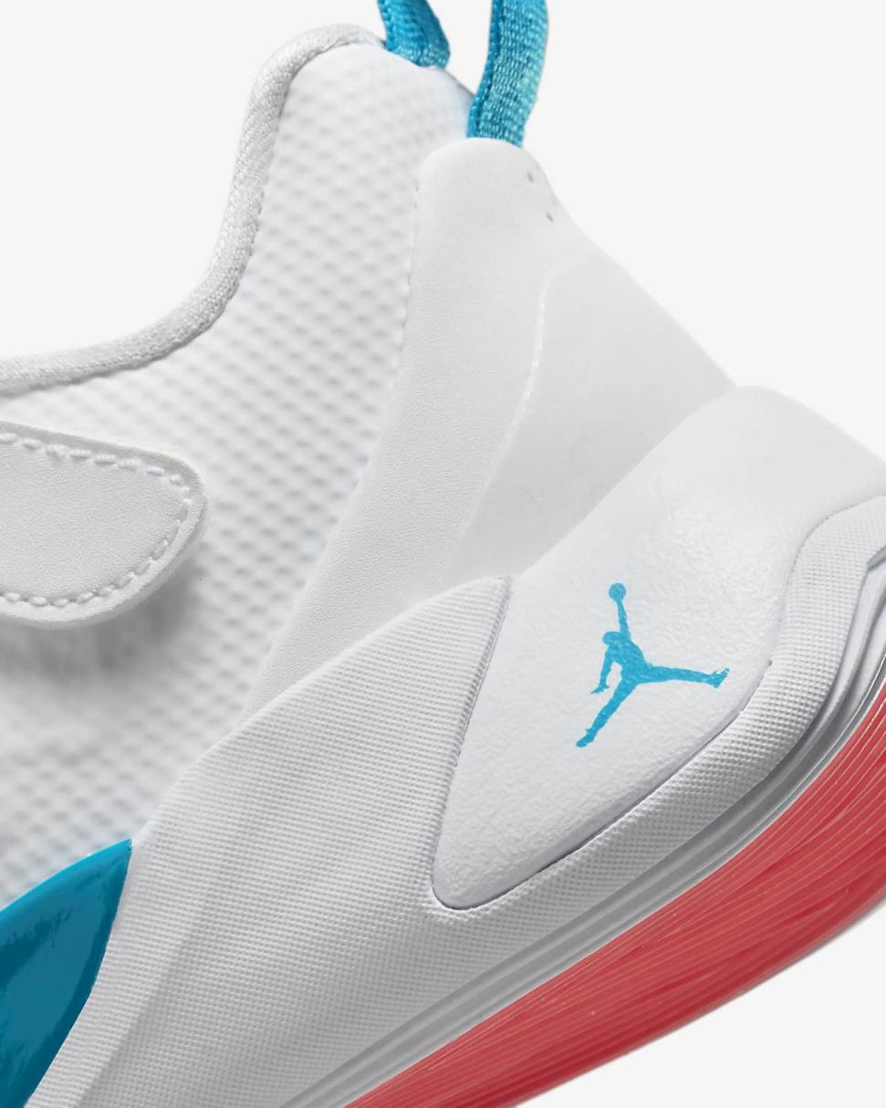 Luka 1 White/Neo Turquoise/Bright Crimson/Metallic Silver | Kids Nike Jordan