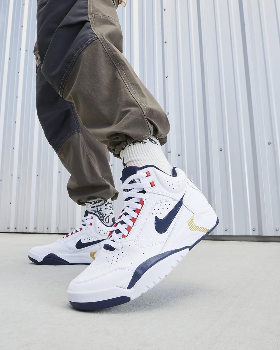 Nike Air Flight Lite Mid White/University Red/Metallic Gold/Midnight Navy | Mens Nike Lifestyle