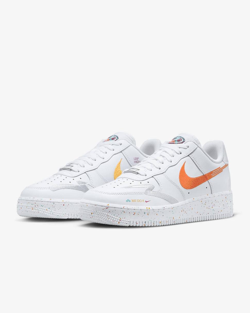 Nike Air Force 1 '07 LX White/White/Safety Orange/Washed Teal | Womens Nike Lifestyle