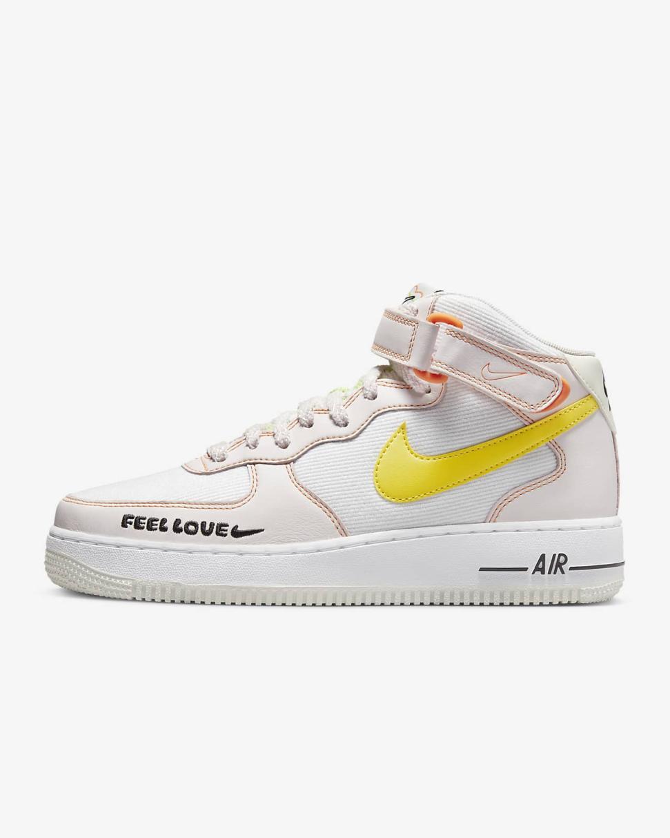 Nike Air Force 1 '07 Mid White/Pearl Pink/Action Green/Opti Yellow | Womens Nike Lifestyle