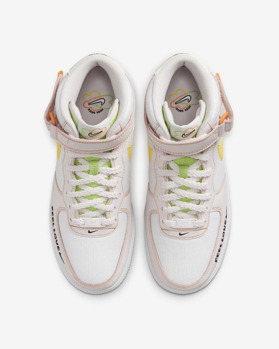 Nike Air Force 1 '07 Mid White/Pearl Pink/Action Green/Opti Yellow | Womens Nike Lifestyle