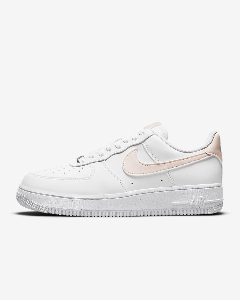 Nike Air Force 1 '07 Next Nature White/Black/Metallic Silver/Pale Coral | Womens Nike First Day Kicks