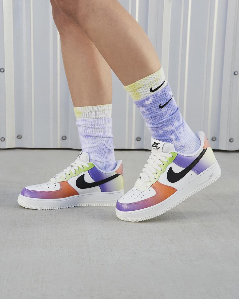 Nike Air Force 1 '07 Summit White/Bright Mandarin/Action Grape/Black | Womens Nike Lifestyle