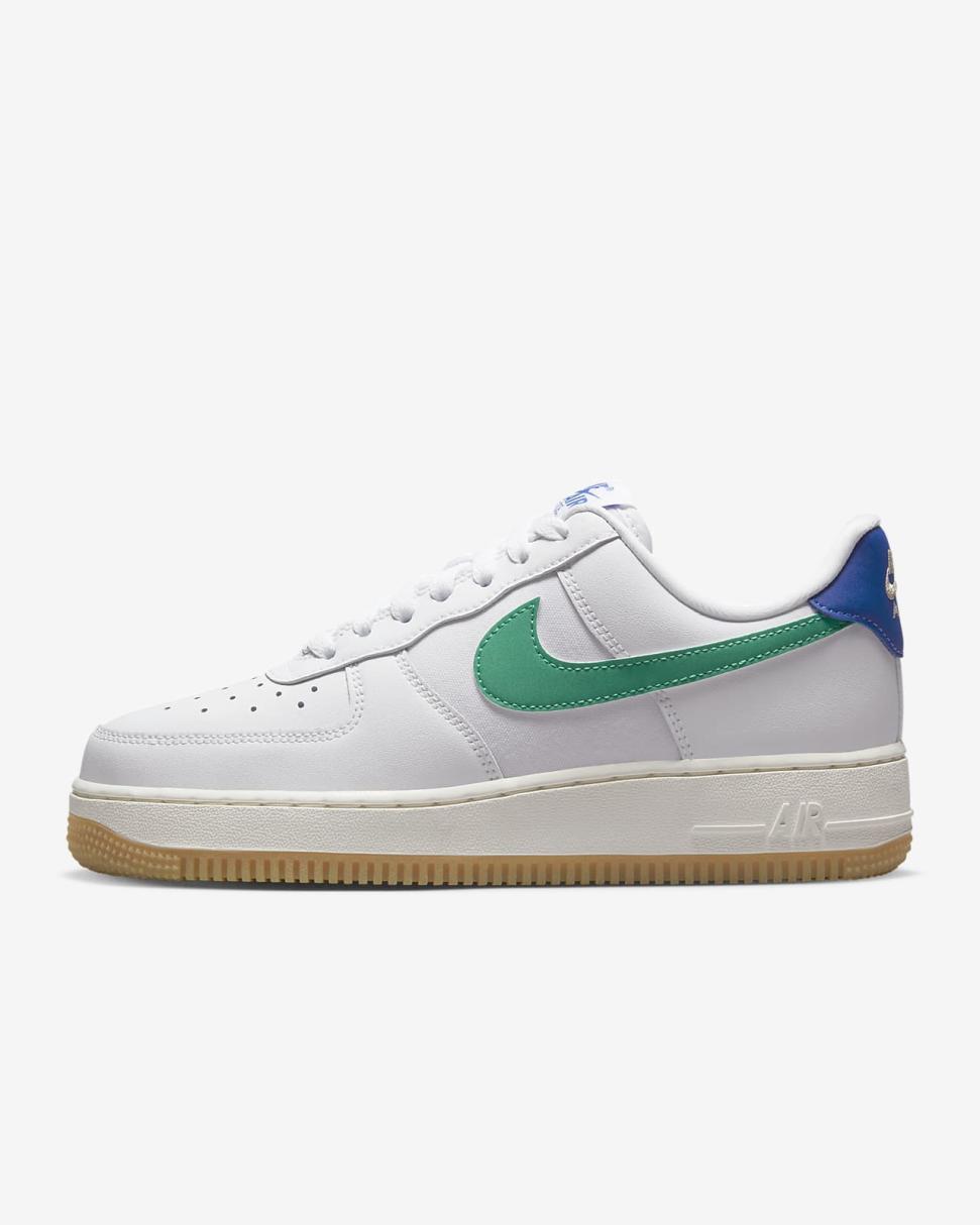 Nike Air Force 1 '07 White/Game Royal/Sanddrift/Stadium Green | Womens Nike First Day Kicks