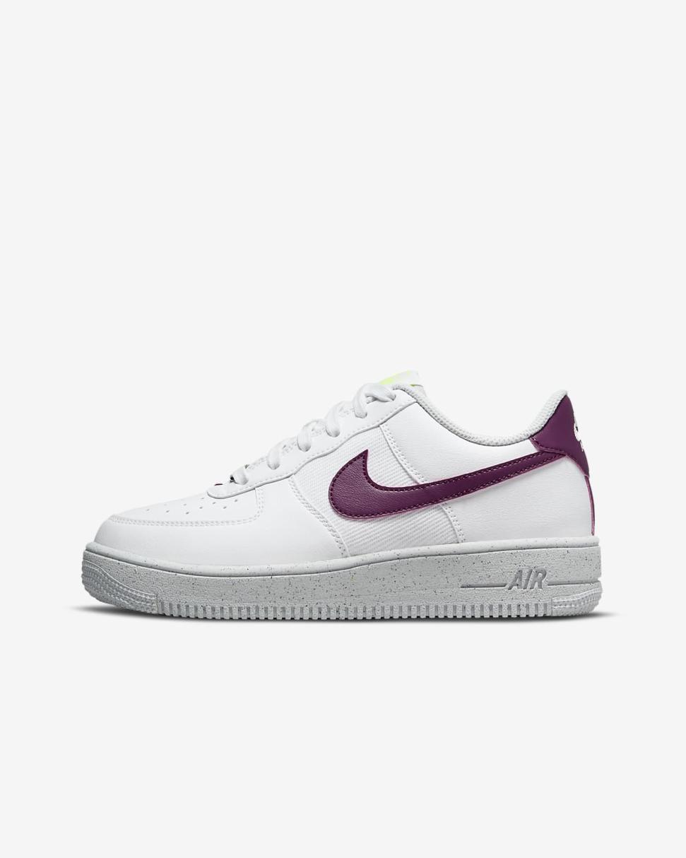 Nike Air Force 1 Crater Next Nature White/Volt/Pure Platinum/Sangria | Kids Nike Air Force 1