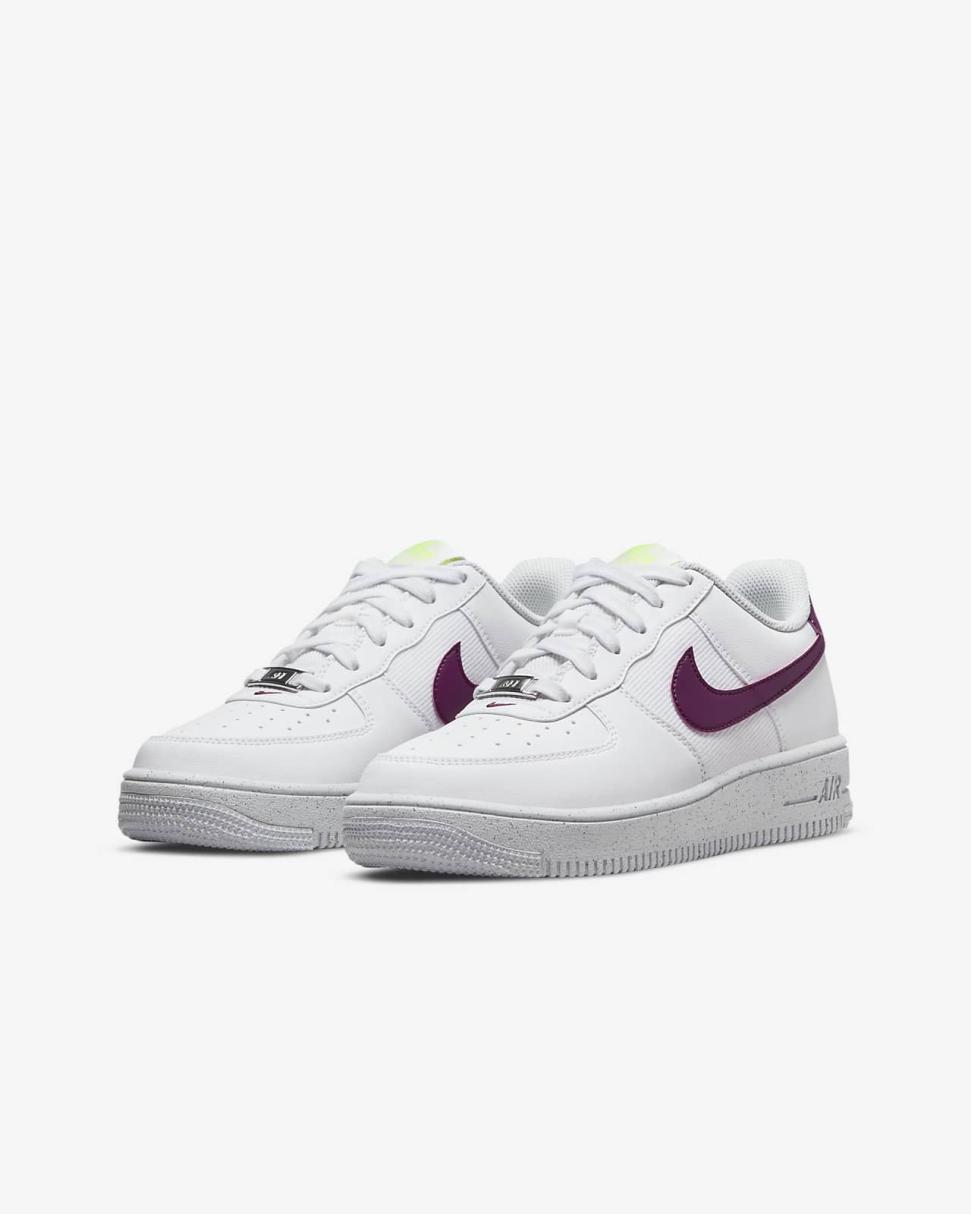 Nike Air Force 1 Crater Next Nature White/Volt/Pure Platinum/Sangria | Kids Nike Air Force 1