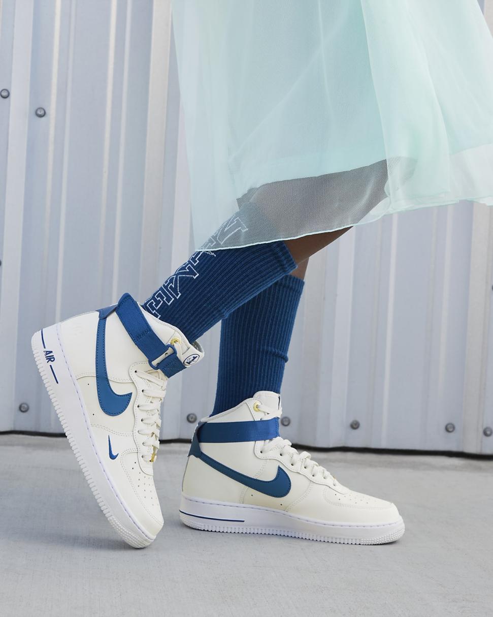 Nike Air Force 1 High SE Sail/White/Metallic Gold/Blue Jay | Womens Nike Lifestyle